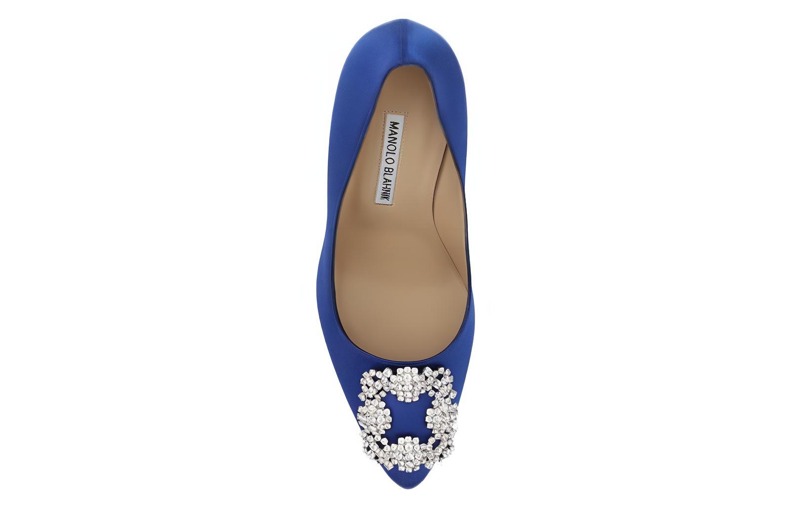 Shop (Women) Manolo Blahnik Hangisi 'Blue Satin' 9XX-0318-4326