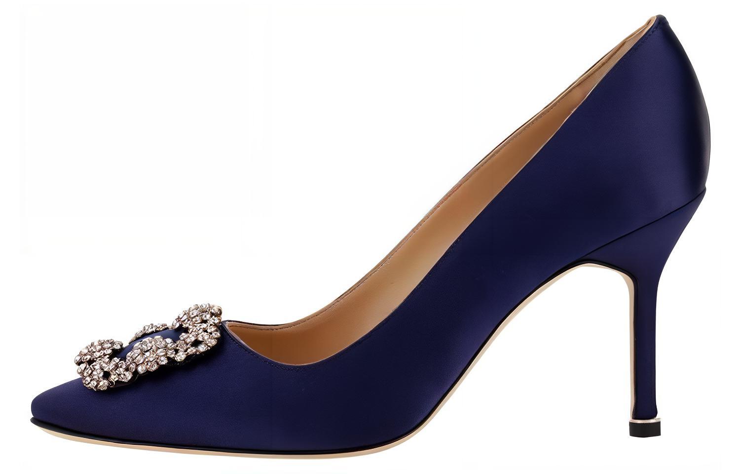 (Women) Manolo Blahnik Hangisi 'Blue Satin' 9XX-0668-4116