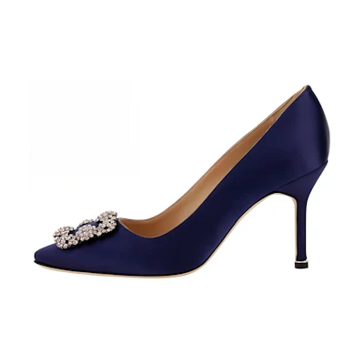 (W) Manolo Blahnik Hangisi 'Blue Satin'
