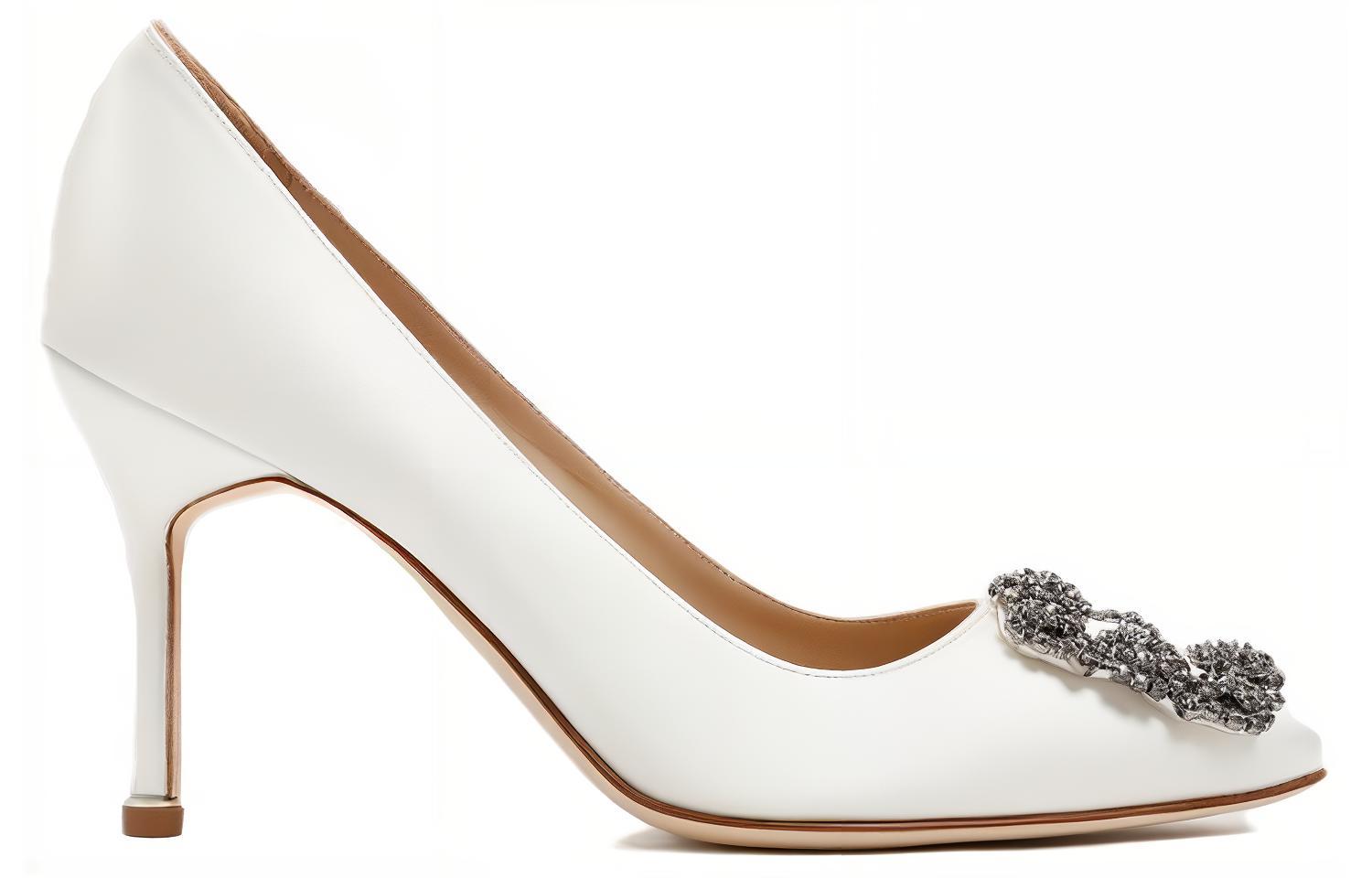 Order (W) Manolo Blahnik Hangisi 'Krim Putih' 9XX0662-1309