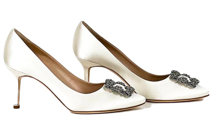 Shop (W) Manolo Blahnik Hangisi 'Krim Putih' 9XX0662-1309
