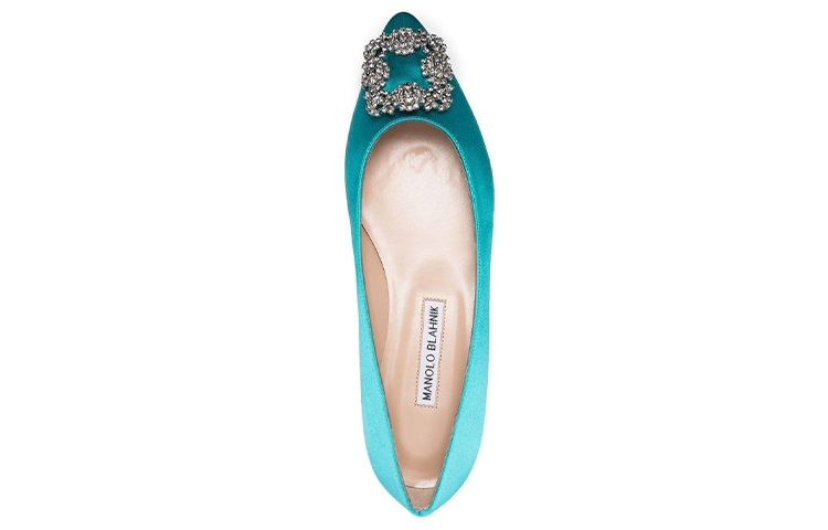 (W) Manolo Blahnik Hangisi 'Crystal Buckle Blue Flats' 圖 3