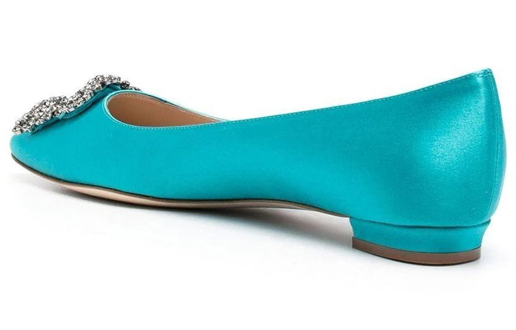 Shop (W) Manolo Blahnik Hangisi 'Crystal Buckle Flats Biru' 9XX-0348-0077