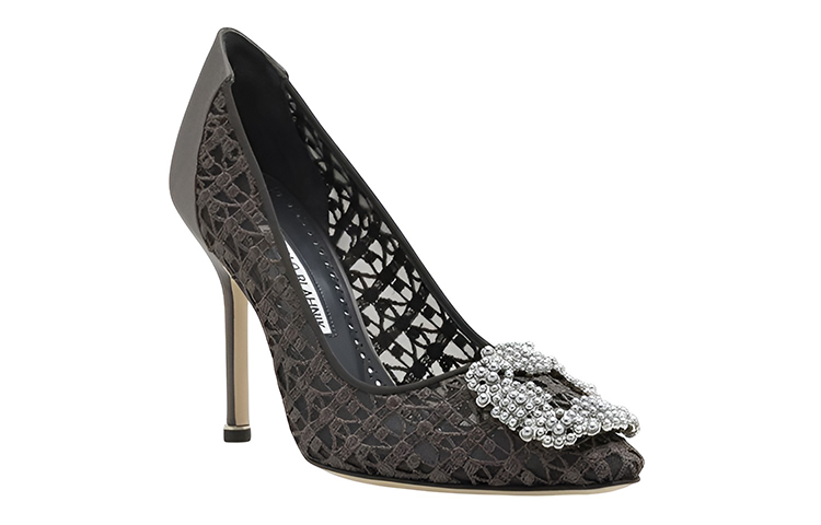 (W) Manolo Blahnik Hangisi 'Dark Grey Pearl Buckle' 圖 3