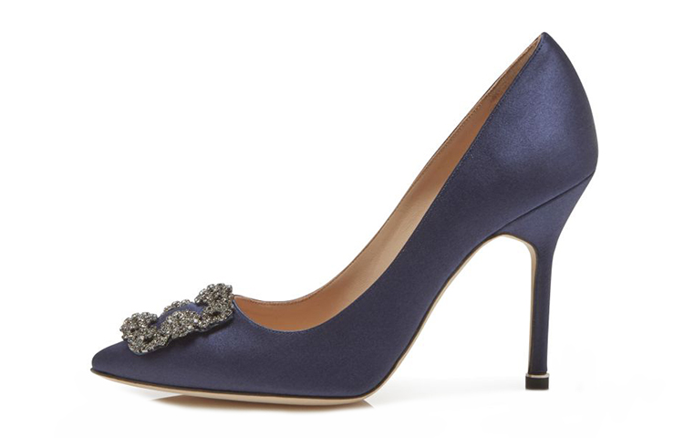 (W) Manolo Blahnik Hangisi 'Deep Blue Crystal Buckle'