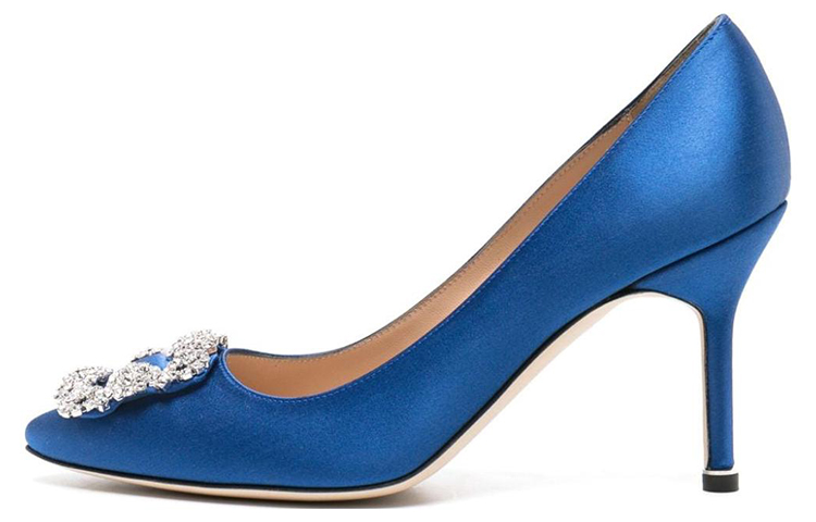 (Women) Manolo Blahnik Hangisi 'Deep Blue Crystal Buckle' 9XX-0316-0042