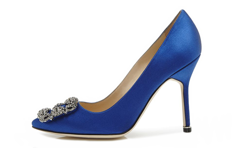 (W) Manolo Blahnik Hangisi 'Deep Blue Crystal Buckle'