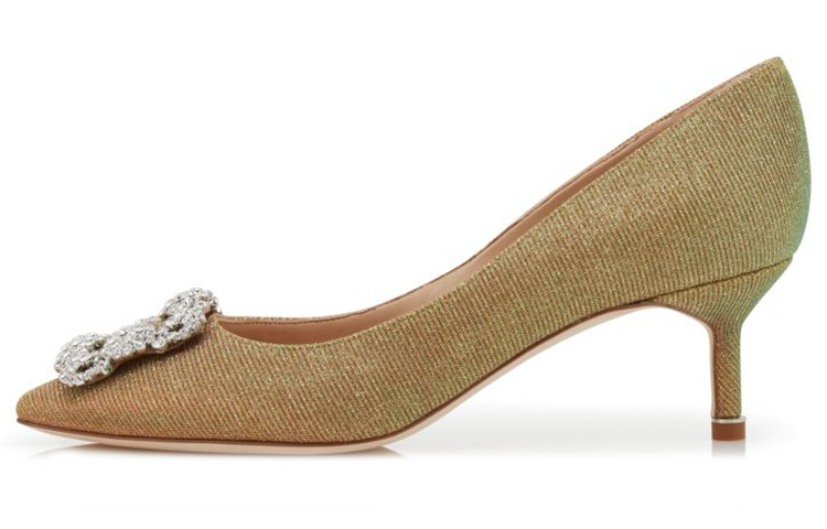 (Women) Manolo Blahnik Hangisi 'Gold Crystal Buckle' 9XX-0598-0013