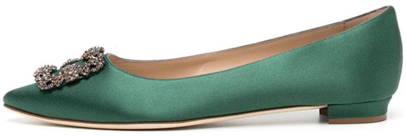 (Women) Manolo Blahnik Hangisi 'Green Fabric' 323-2695-0001 (Women) Manolo Blahnik Hangisi 'Green Fabric' 323-2695-0001