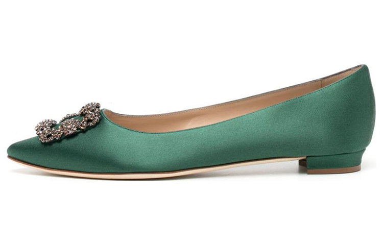(Women) Manolo Blahnik Hangisi 'Green Fabric' 323-2695-0001