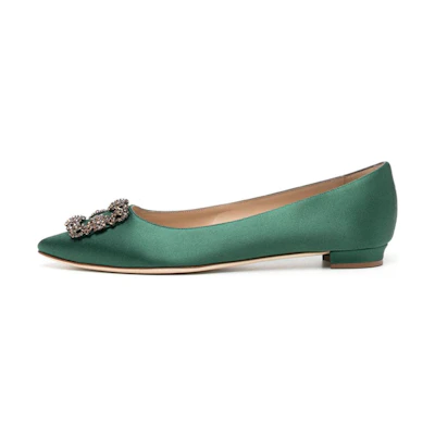 (W) Manolo Blahnik Hangisi 'Green Fabric'
