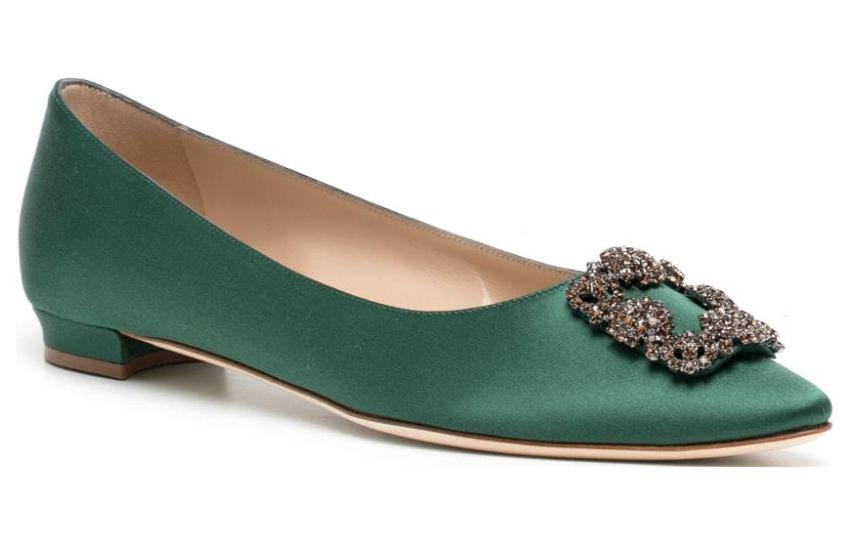 (W) Manolo Blahnik Hangisi 'Green Fabric' 圖 2