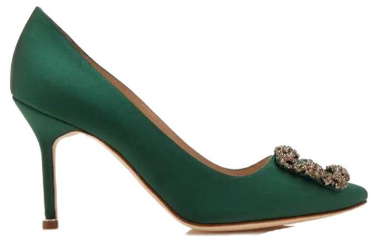 Order (W) 마놀로 블라닉 항기시 그린 새틴 주얼 버클 323-2693-0001