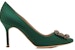 (W) Manolo Blahnik Hangisi 'Hijau Satin Permata Gesper' 323-2693-0001