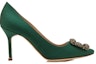 Order (W) Manolo Blahnik Hangisi 'Hijau Satin Permata Gesper' 323-2693-0001