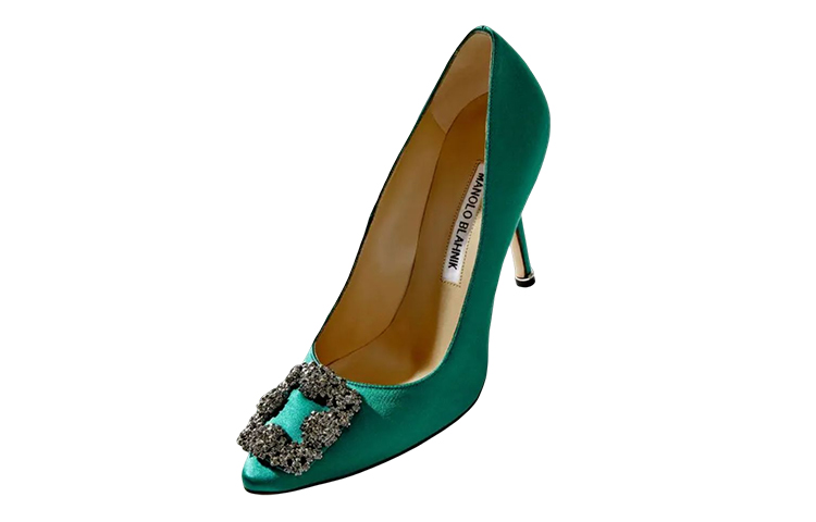 (W) Manolo Blahnik Hangisi 'Green Satin Jewel Buckle' 圖 3