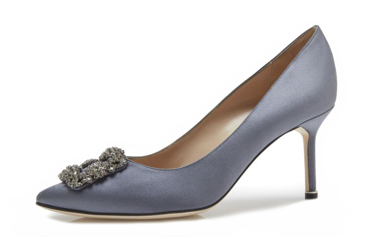 (W) Manolo Blahnik Hangisi 'Grey Satin Crystal Buckle' 圖 3