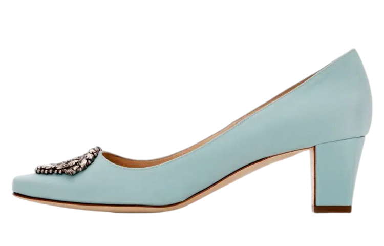 (Women) Manolo Blahnik Hangisi 'Light Blue Jeweled Buckle' 9XX-0574-0013