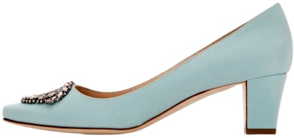 (Women) Manolo Blahnik Hangisi 'Light Blue Jeweled Buckle' 9XX-0574-0013 (Women) Manolo Blahnik Hangisi 'Light Blue Jeweled Buckle' 9XX-0574-0013