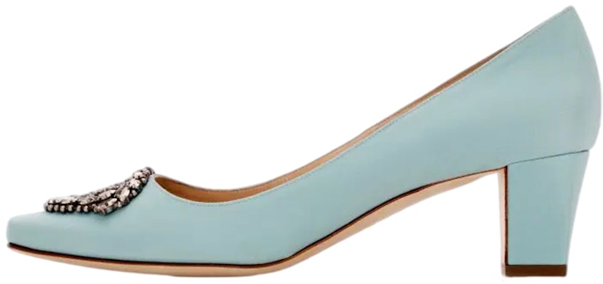 (Women) Manolo Blahnik Hangisi 'Light Blue Jeweled Buckle' 9XX-0574-0013 Buy (Women) Manolo Blahnik Hangisi 'Light Blue Jeweled Buckle' 9XX-0574-0013