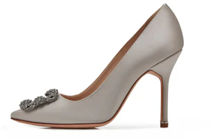 (Women) Manolo Blahnik Hangisi 'Light Grey Crystal Buckle' 9XX-0664-0043 (Women) Manolo Blahnik Hangisi 'Light Grey Crystal Buckle' 9XX-0664-0043