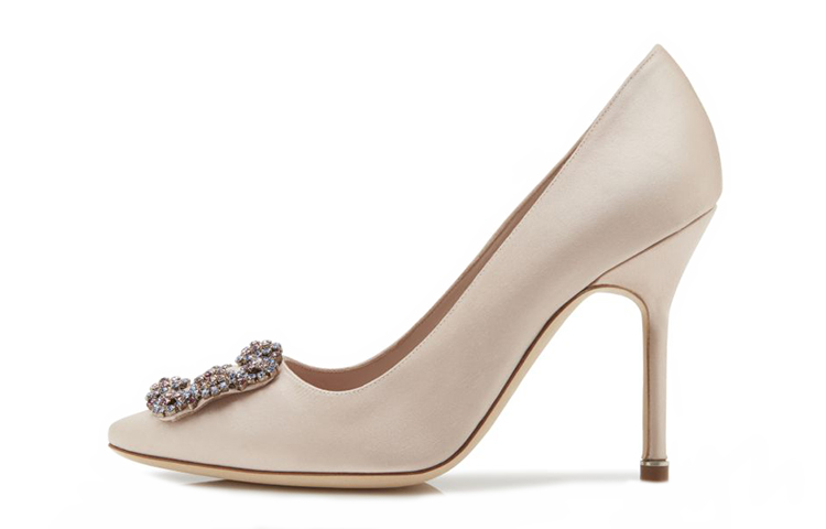 (W) Manolo Blahnik Hangisi 'Light Pink Crystal Buckle'