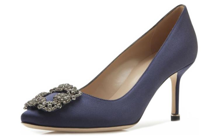 (W) Manolo Blahnik Hangisi 'Navy Crystal Buckle' 圖 3