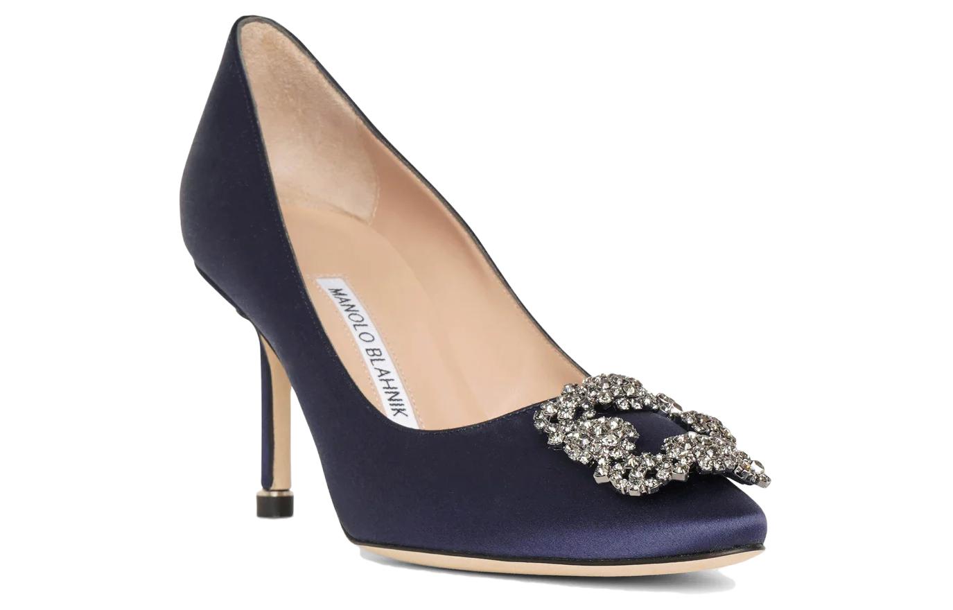 (W) Manolo Blahnik Hangisi 'Navy Crystal Buckle' 圖 4