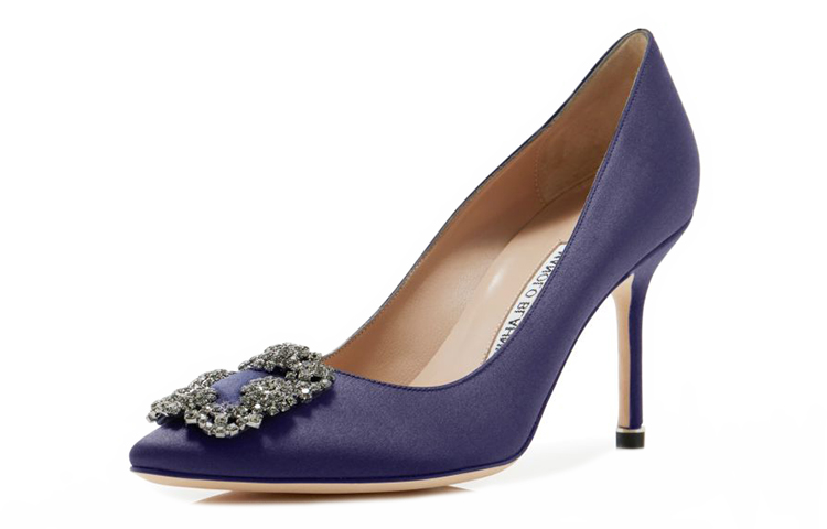 (W) Manolo Blahnik Hangisi 'Navy Crystal Buckle' 圖 4