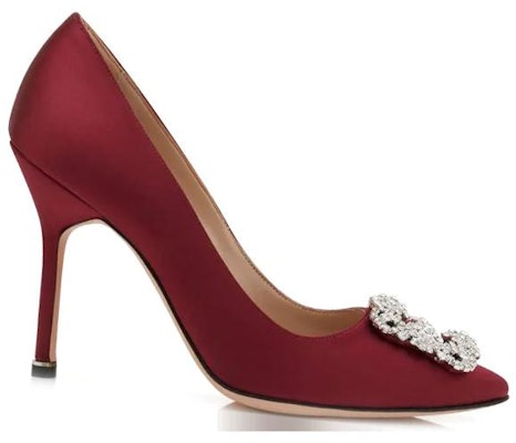 (Women) Manolo Blahnik Hangisi 'Red Satin Jewel Buckle' 9XX-0318-0030 Order (Women) Manolo Blahnik Hangisi 'Red Satin Jewel Buckle' 9XX-0318-0030