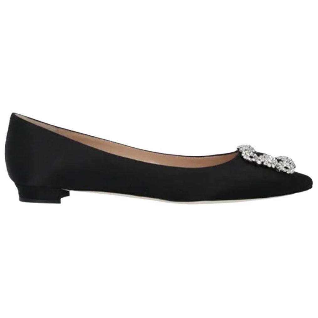 Order (W) 마놀로 블라닉 항기시 검정 사틴 플랫 9XX-0755-0015