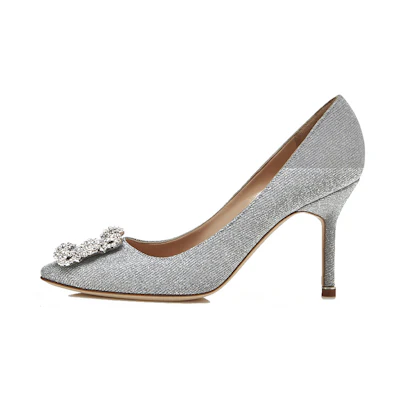(W) Manolo Blahnik Hangisi 'Silver Buckle'