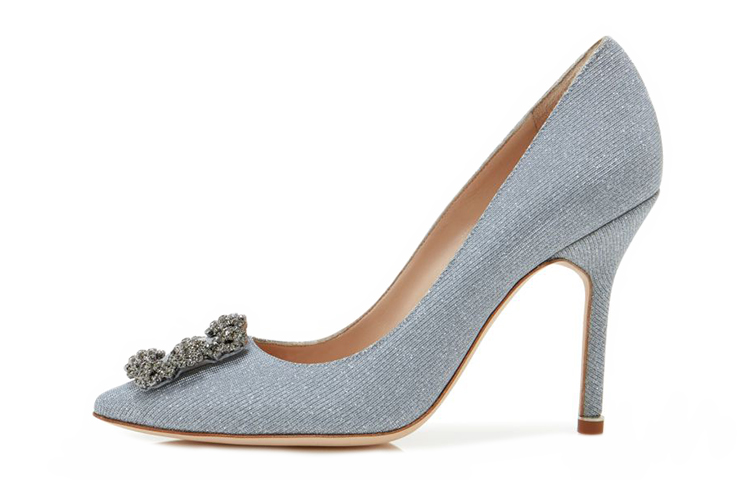 (Women) Manolo Blahnik Hangisi 'Silver Crystal Buckle' 9XX-0713-0014
