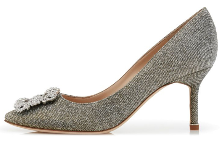 (Women) Manolo Blahnik Hangisi 'Silver Crystal Buckle' 9XX-0597-0014