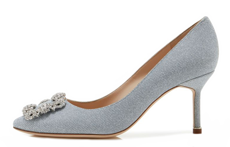 (Women) Manolo Blahnik Hangisi 'Silver Crystal Buckle' 9XX-0597-0015