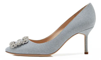 (Women) Manolo Blahnik Hangisi 'Silver Crystal Buckle' 9XX-0597-0015 (Women) Manolo Blahnik Hangisi 'Silver Crystal Buckle' 9XX-0597-0015