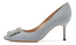 Buy (W) Manolo Blahnik Hangisi 'Silver Crystal Buckle' Perak Kristal Buckle. 9XX-0597-0015