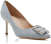Shop (W) Manolo Blahnik Hangisi 'Silver Crystal Buckle' Perak Kristal Buckle. 9XX-0597-0015
