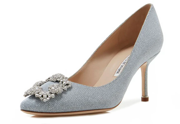 (W) Manolo Blahnik Hangisi 'Silver Crystal Buckle' Perak Kristal Buckle. 9XX-0597-0015 Purchase (W) Manolo Blahnik Hangisi 'Silver Crystal Buckle' Perak Kristal Buckle. 9XX-0597-0015