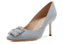 Purchase (W) Manolo Blahnik Hangisi 'Silver Crystal Buckle' Perak Kristal Buckle. 9XX-0597-0015