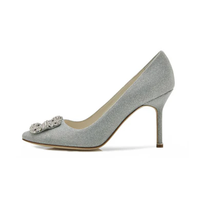 (W) Manolo Blahnik Hangisi 'Silver Sequin'