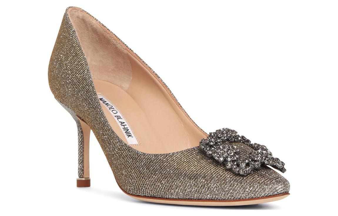 Order (Women) Manolo Blahnik Hangisi 'Silver Textile Pointed Toe' 9XX-0711-0015