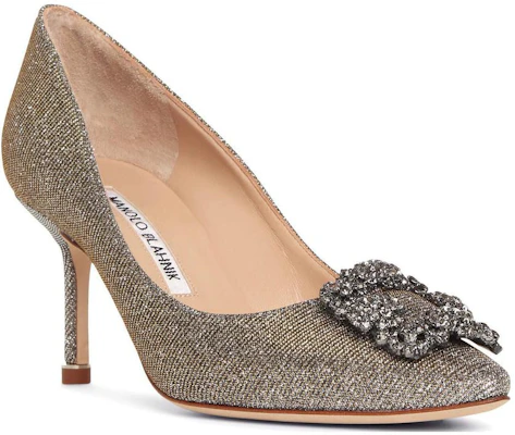 (Women) Manolo Blahnik Hangisi 'Silver Textile Pointed Toe' 9XX-0711-0015 Order (Women) Manolo Blahnik Hangisi 'Silver Textile Pointed Toe' 9XX-0711-0015