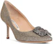 Order (Women) Manolo Blahnik Hangisi 'Silver Textile Pointed Toe' 9XX-0711-0015