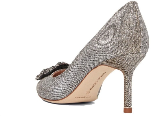 (Women) Manolo Blahnik Hangisi 'Silver Textile Pointed Toe' 9XX-0711-0015 Shop (Women) Manolo Blahnik Hangisi 'Silver Textile Pointed Toe' 9XX-0711-0015