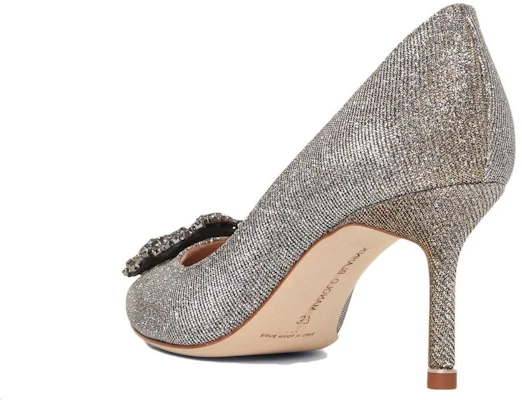 (Women) Manolo Blahnik Hangisi 'Silver Textile Pointed Toe' 9XX-0711-0015 Shop (Women) Manolo Blahnik Hangisi 'Silver Textile Pointed Toe' 9XX-0711-0015