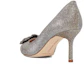 Shop (Women) Manolo Blahnik Hangisi 'Silver Textile Pointed Toe' 9XX-0711-0015