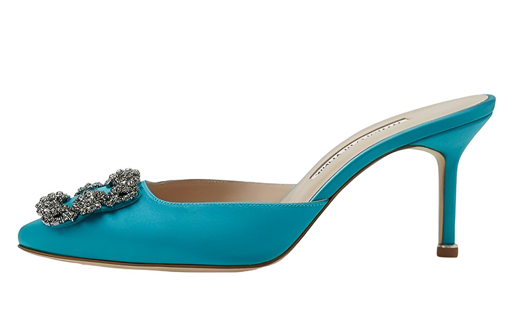 (Women) Manolo Blahnik Hangisi 'Turquoise Satin' 9XX-0726-0079