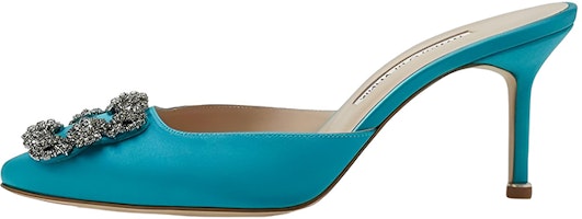 (Women) Manolo Blahnik Hangisi 'Turquoise Satin' 9XX-0726-0079 (Women) Manolo Blahnik Hangisi 'Turquoise Satin' 9XX-0726-0079
