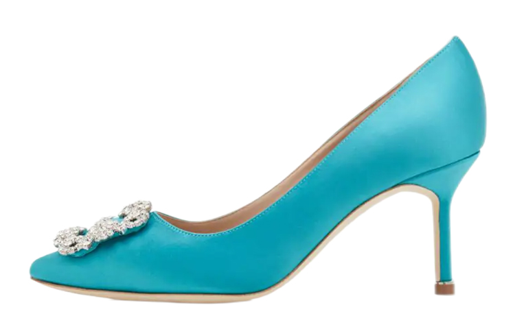 (Women) Manolo Blahnik Hangisi 'Turquoise Satin' 9XX-0316-0089